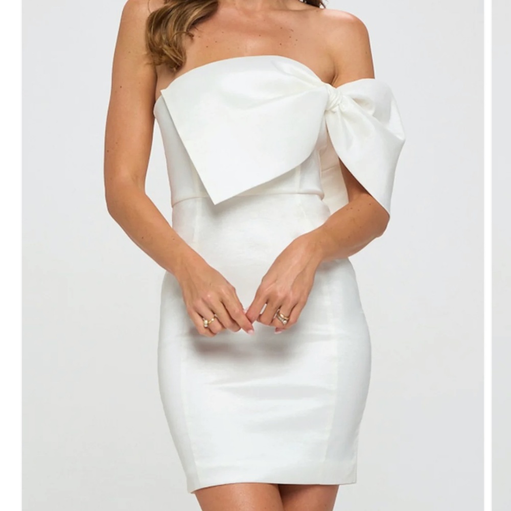 Lovely Day White Bow Mini Dress